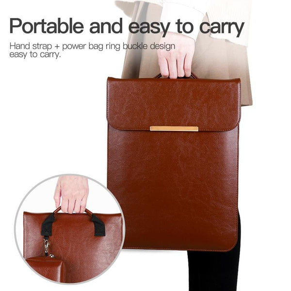 13.3 2 In Laptop Sleeve With Mouse Storage Pu Leather Brown Laptop Cases & Bags