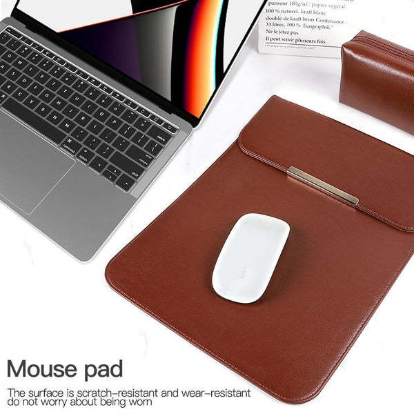 13.3 2 In Laptop Sleeve With Mouse Storage Pu Leather Brown Laptop Cases & Bags