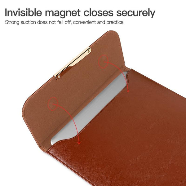 13.3 2 In Laptop Sleeve With Mouse Storage Pu Leather Brown Laptop Cases & Bags