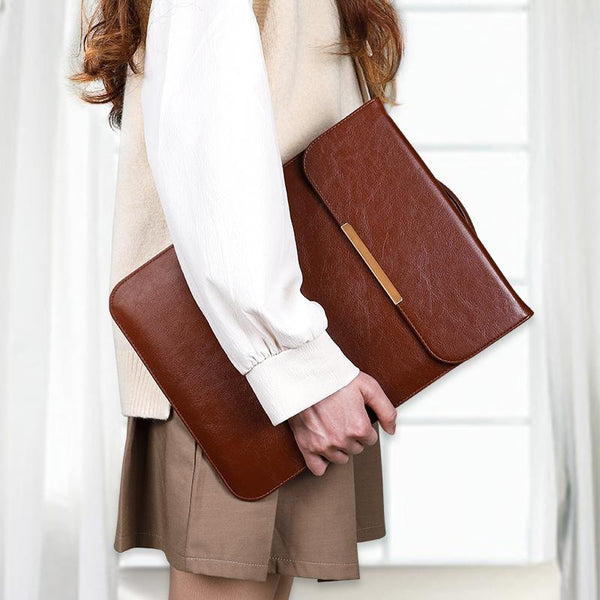 13.3 2 In Laptop Sleeve With Mouse Storage Pu Leather Brown Laptop Cases & Bags