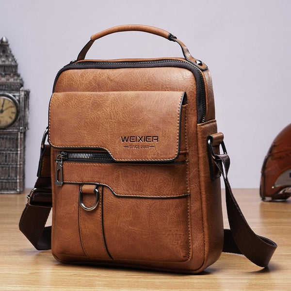 1 Sets Of Men Retro Pu Leather Crossbody Bag Business Handbag With Multiple Compartments Brown Bags