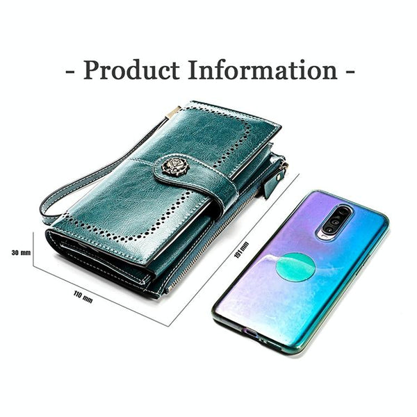 Women Rfid Oil Wax Wallet Classic Design Brown Wallets