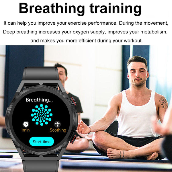 1.39 Inch Ips Screen Ip67 Waterproof Leather Band Smart Watch Support Body Temperature Monitoring / Ecg Brown Smart Watches