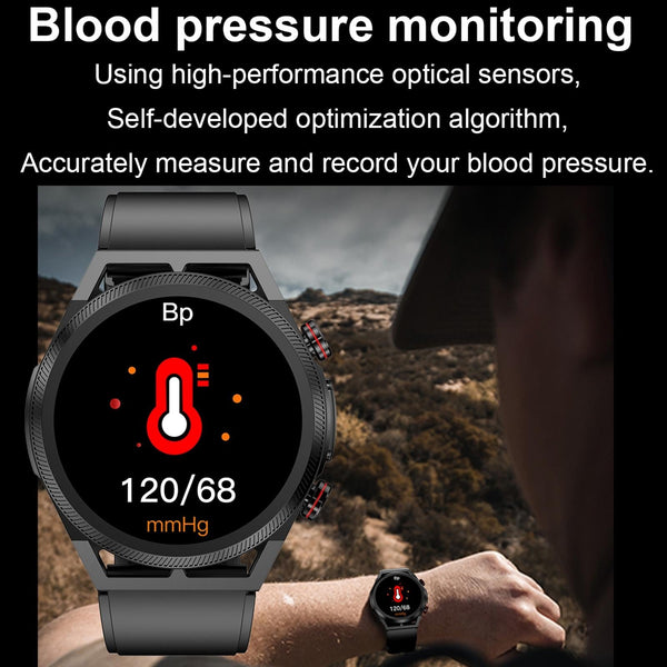 1.39 Inch Ips Screen Ip67 Waterproof Leather Band Smart Watch Support Body Temperature Monitoring / Ecg Brown Smart Watches