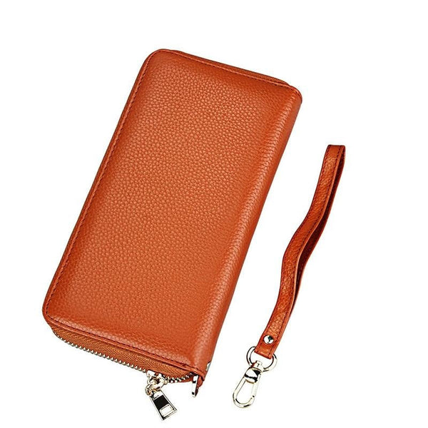 Leather Rfid Card Holder Wallet With Hand Strap Brown Wallets