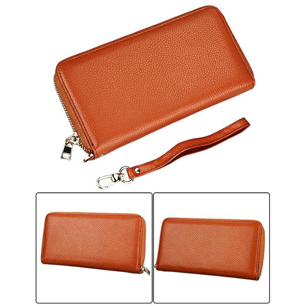 Leather Rfid Card Holder Wallet With Hand Strap Brown Wallets