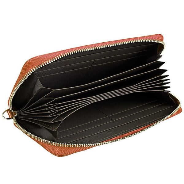 Leather Rfid Card Holder Wallet With Hand Strap Brown Wallets