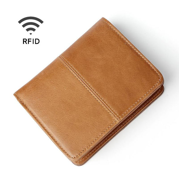 Oilskin Leather Rfid Change Purse Brown Wallets