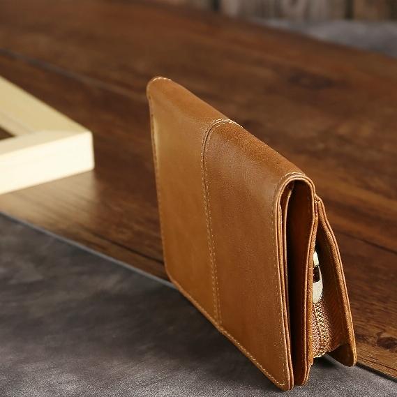 Oilskin Leather Rfid Change Purse Brown Wallets