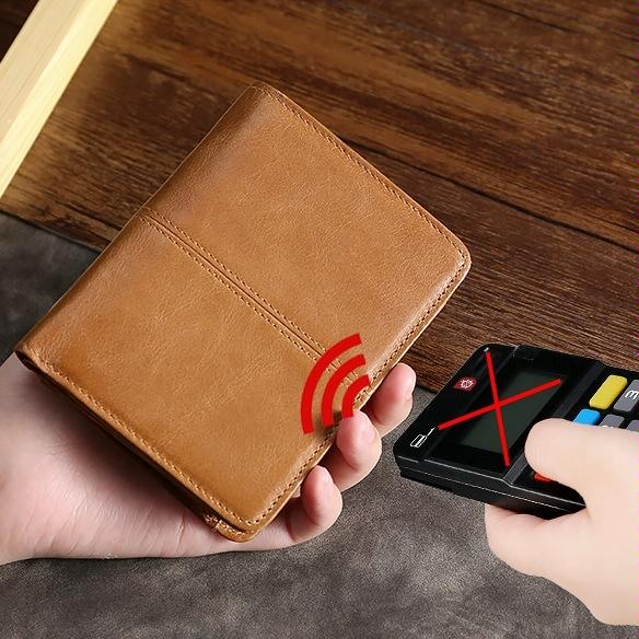 Oilskin Leather Rfid Change Purse Brown Wallets