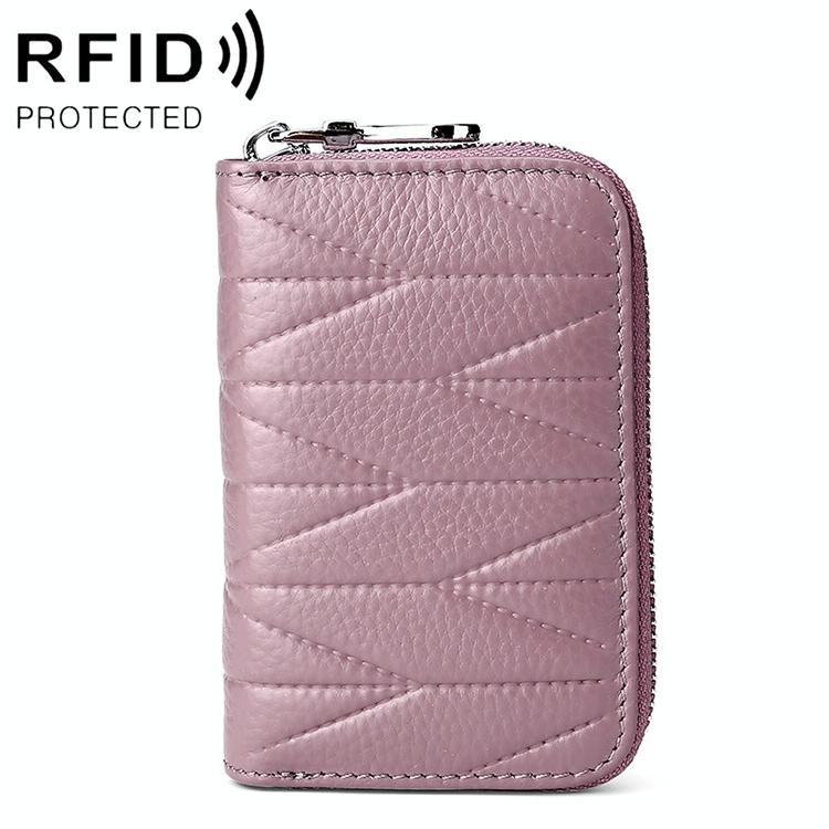 Women Anti Magnetic Leather Rfid Wallet Light Purple Wallets