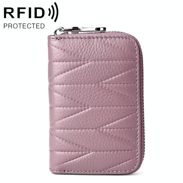 Women Anti Magnetic Leather Rfid Wallet Light Purple Wallets