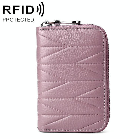 Women Anti Magnetic Leather Rfid Wallet Light Purple Wallets