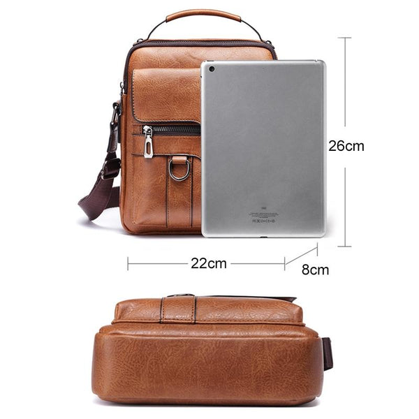 1 Sets Of Men Retro Pu Leather Crossbody Bag Business Handbag With Multiple Compartments Dark Brown Bags