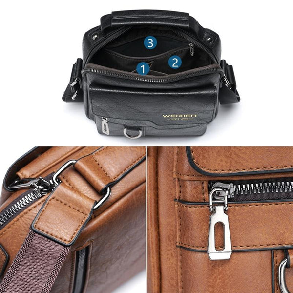 1 Sets Of Men Retro Pu Leather Crossbody Bag Business Handbag With Multiple Compartments Dark Brown Bags