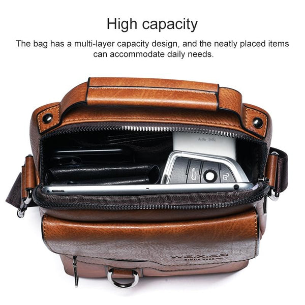 1 Sets Of Men Retro Pu Leather Crossbody Bag Business Handbag With Multiple Compartments Dark Brown Bags