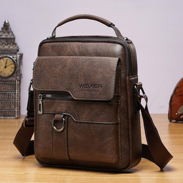 1 Sets Of Men Retro Pu Leather Crossbody Bag Business Handbag With Multiple Compartments Dark Brown Bags
