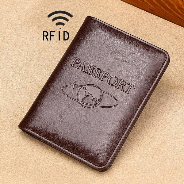 Leather Rfid Passport Holder Compact And Secure Dark Brown Other Travel Accessories