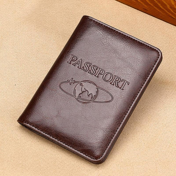 Leather Rfid Passport Holder Compact And Secure Dark Brown Other Travel Accessories