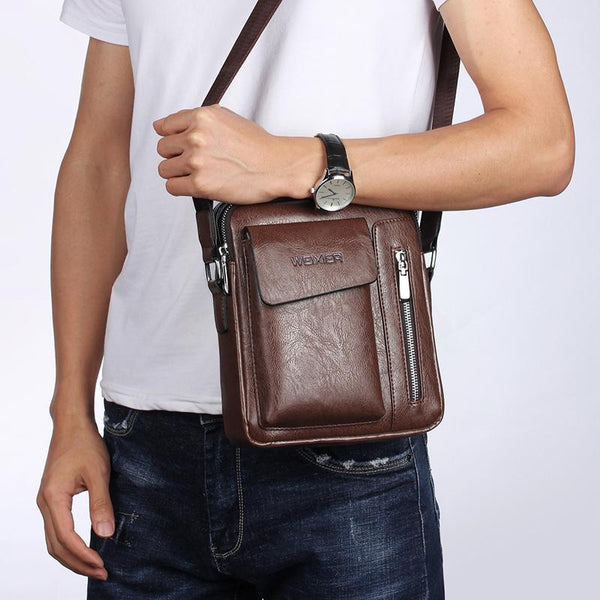 Men Universal Shoulder Messenger Bag Fashionable And Functional L 24Cm X 20Cm 6Cm Dark Brown Bags