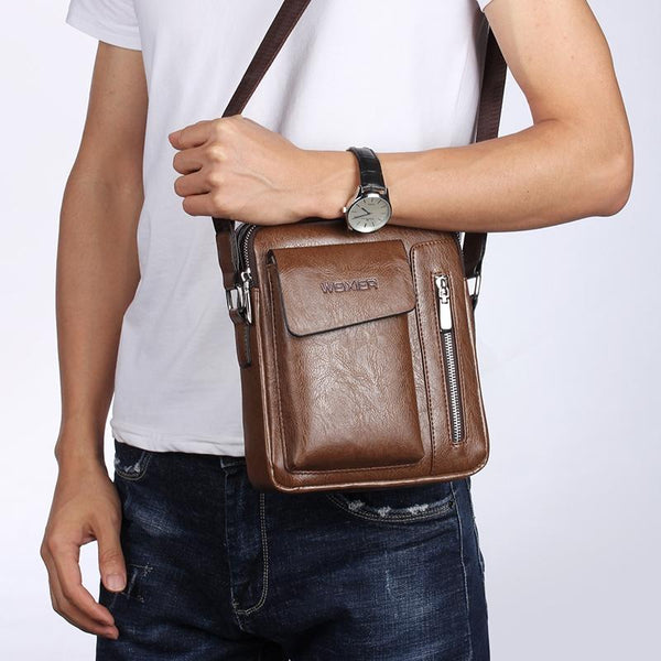 Men Universal Shoulder Messenger Bag Fashionable And Functional L 24Cm X 20Cm 6Cm Dark Brown Bags
