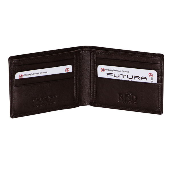 Futura Mens Rfid Slim Leather Wallet Brown Wallets