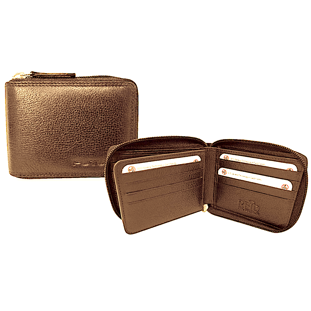 Futura Leather Zip Around Mens Genuine Wallet W/ Rfid Protection Tan Wallets