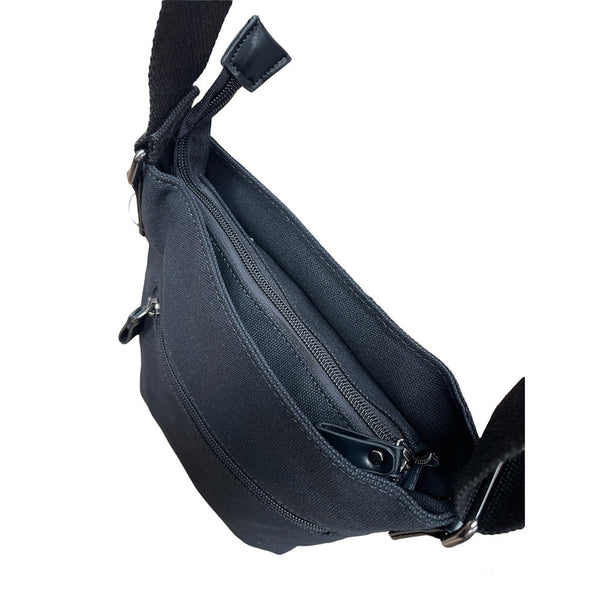 Fib Byron Cotton Canvas Sling Bag Shoulder Travel Black Bags