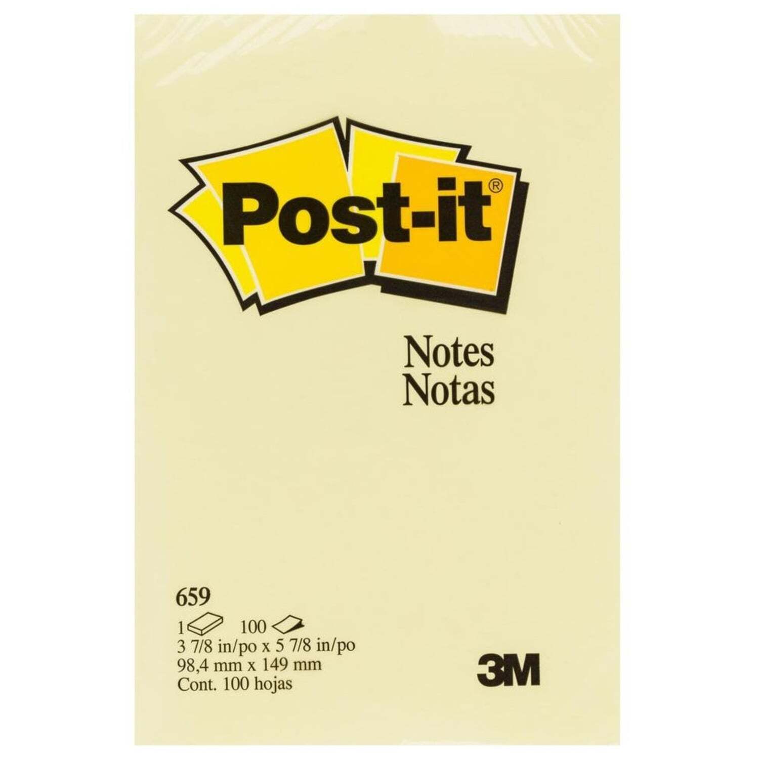 3M Post It Notes 659 Canary Yellow 98 X 149Mm Sticky Notes