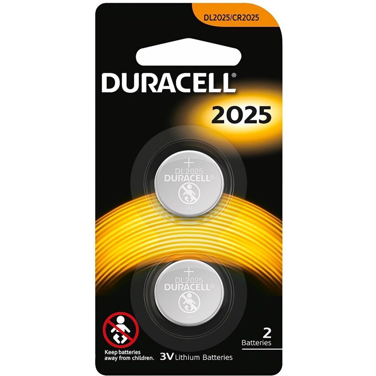 2X Duracell Cr2025 Batteries Lithium 3V Battery Security Single Use Batteries