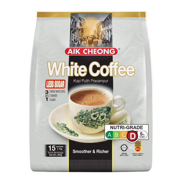Aik Cheong White Instant Coffee 40G Sachets (Pack Of 15) Less Sugar (600G Total) Other Coffee