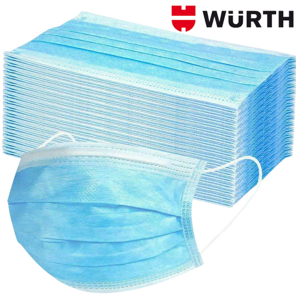 Wurth 50X Disposable Surgical Face Mask Dust Mouth Guard 3 Ply Air Purifying Face Masks