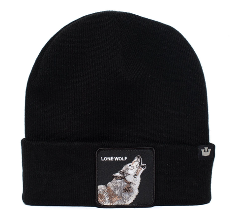 Goorin Lone Wolf Man Beanie Hat Warm Winter Ski Animal Series Black Beanies