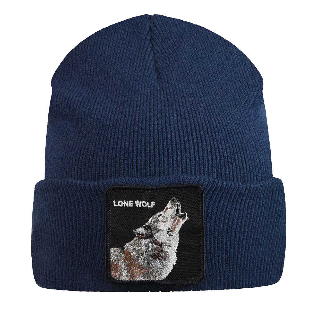 Goorin Wolf Man Beanie Hat Warm Winter Ski Animal Series Lone Navy Beanies