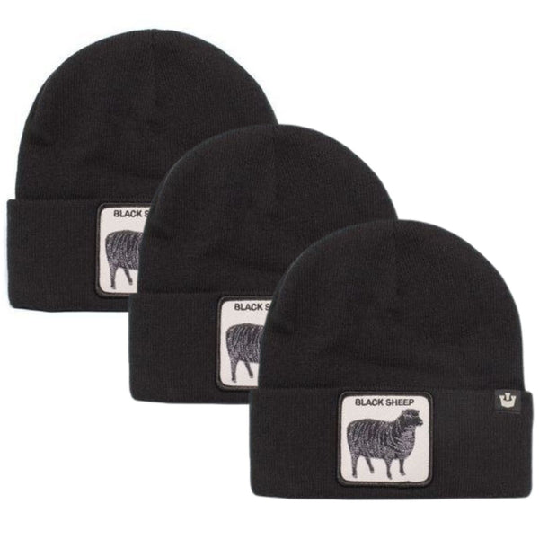 Goorin Brothers 3X Sheep For Brains Beanie Hat Black Beanies