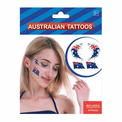 Br Costumes 4Pcs Australian Flag Face Tattoos Anzac Day Soccer Tennis Press On Tattoos