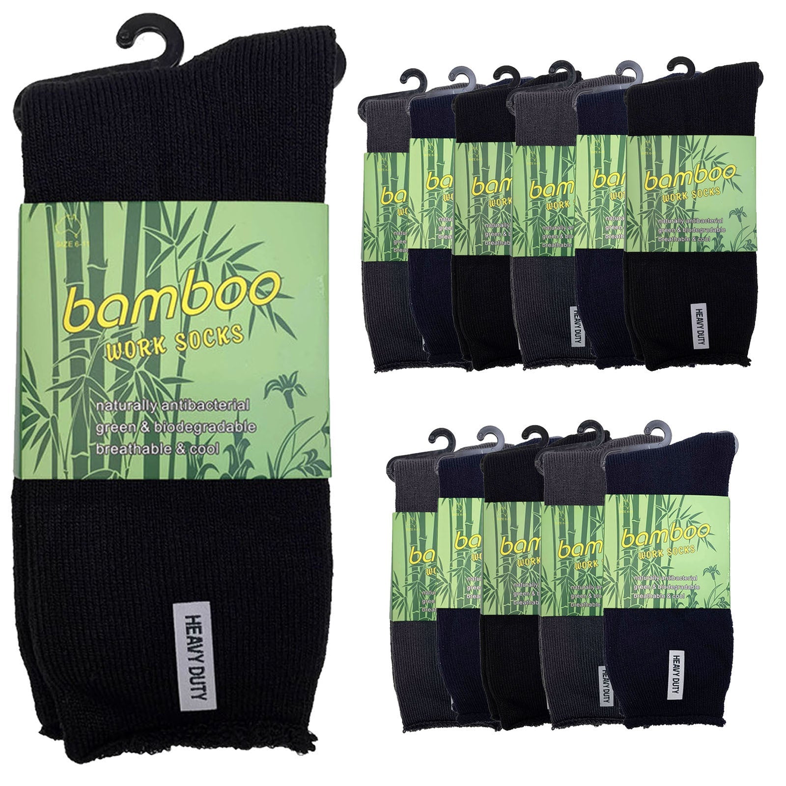 Br Apparel 12 Pairs Premium Bamboo Mens Heavy Duty Thick Work Cushion Socks