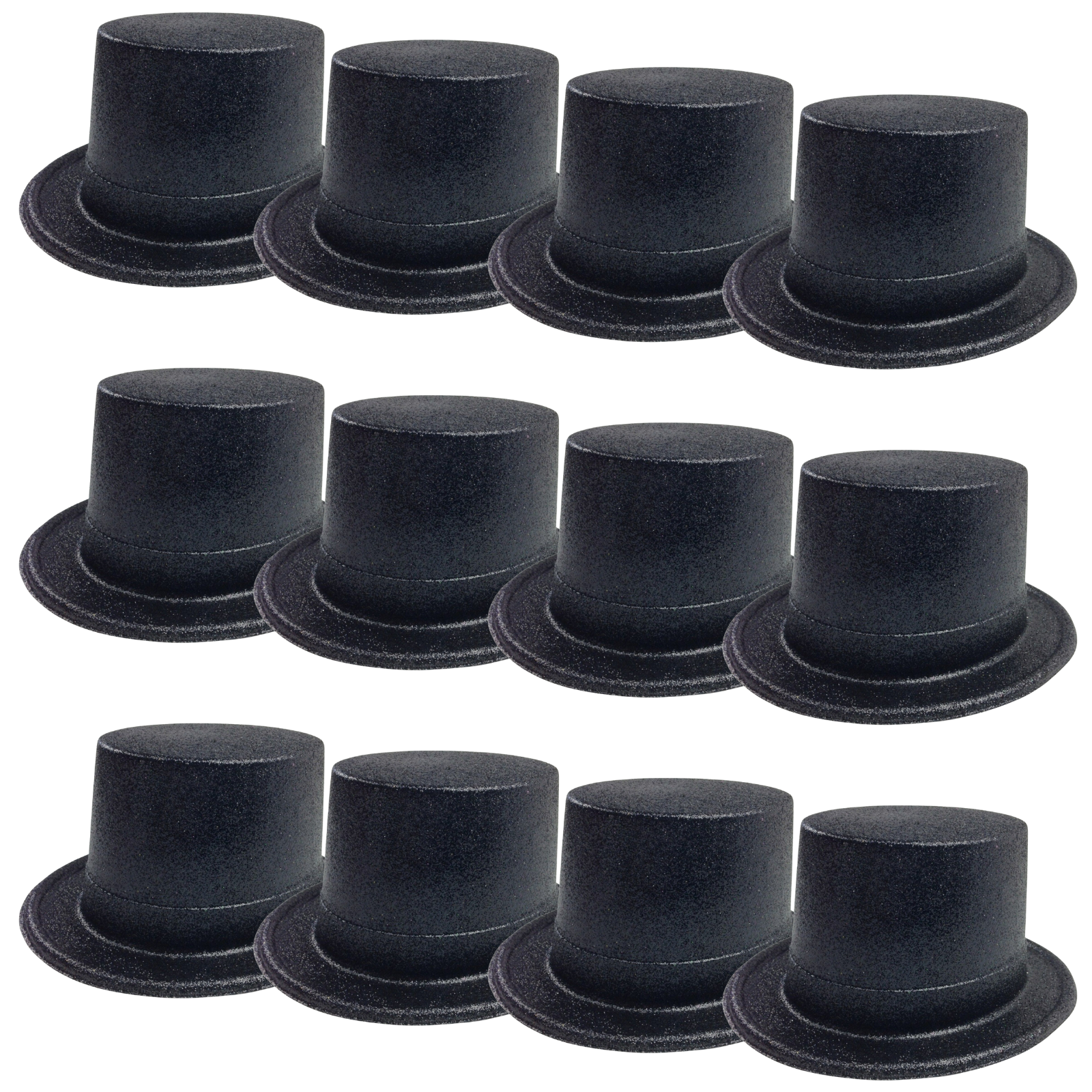 Br Costumes 12X Black Glitter Top Bulk Party Accessories Hats