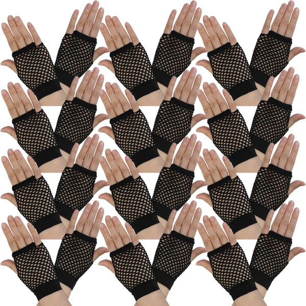 Br Costumes 12 Pair Fishnet Fingerless Wrist Length 70S 80S Party Gloves