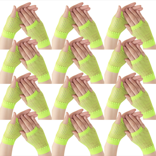 Br Costumes 12 Pair Fishnet Fingerless Wrist Length 70S 80S Party Gloves