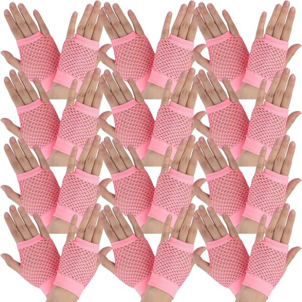 Br Costumes 12 Pair Fishnet Fingerless Wrist Length 70S 80S Party Gloves