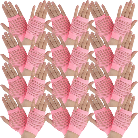 Br Costumes 12 Pair Fishnet Fingerless Wrist Length 70S 80S Party Gloves