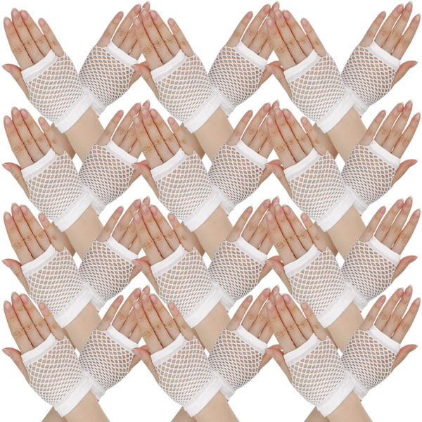 Br Costumes 12 Pair Fishnet Fingerless Wrist Length 70S 80S Party Gloves