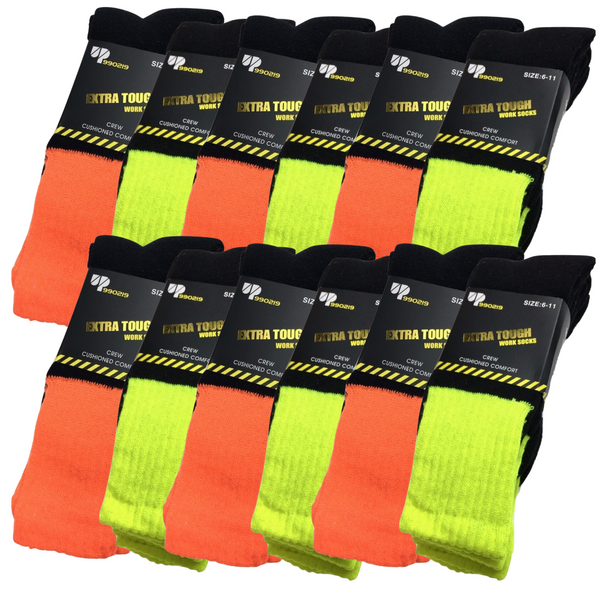 Br Apparel Pairs Hi Vis Work Safety High Visibility Fluro Cushioned Bulk Pack Socks