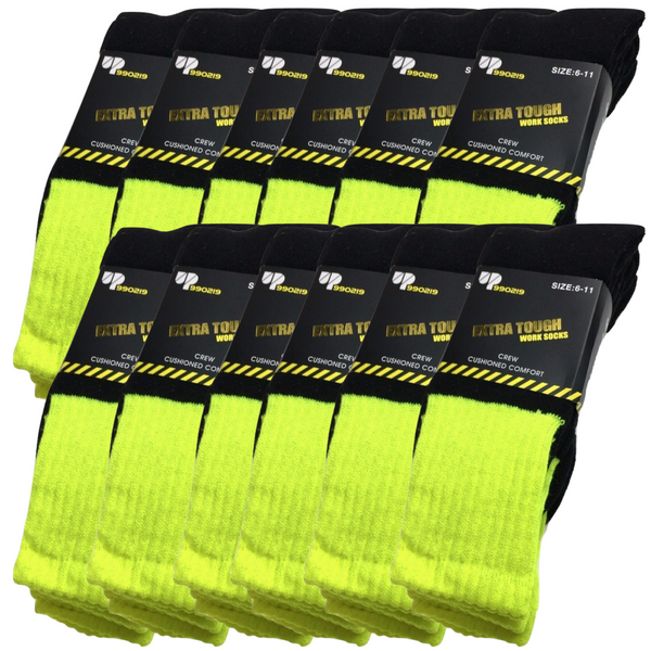 Br Apparel Hi Vis Work Bulk Pack Cushioned Crew Safety Yellow 6 11 Socks