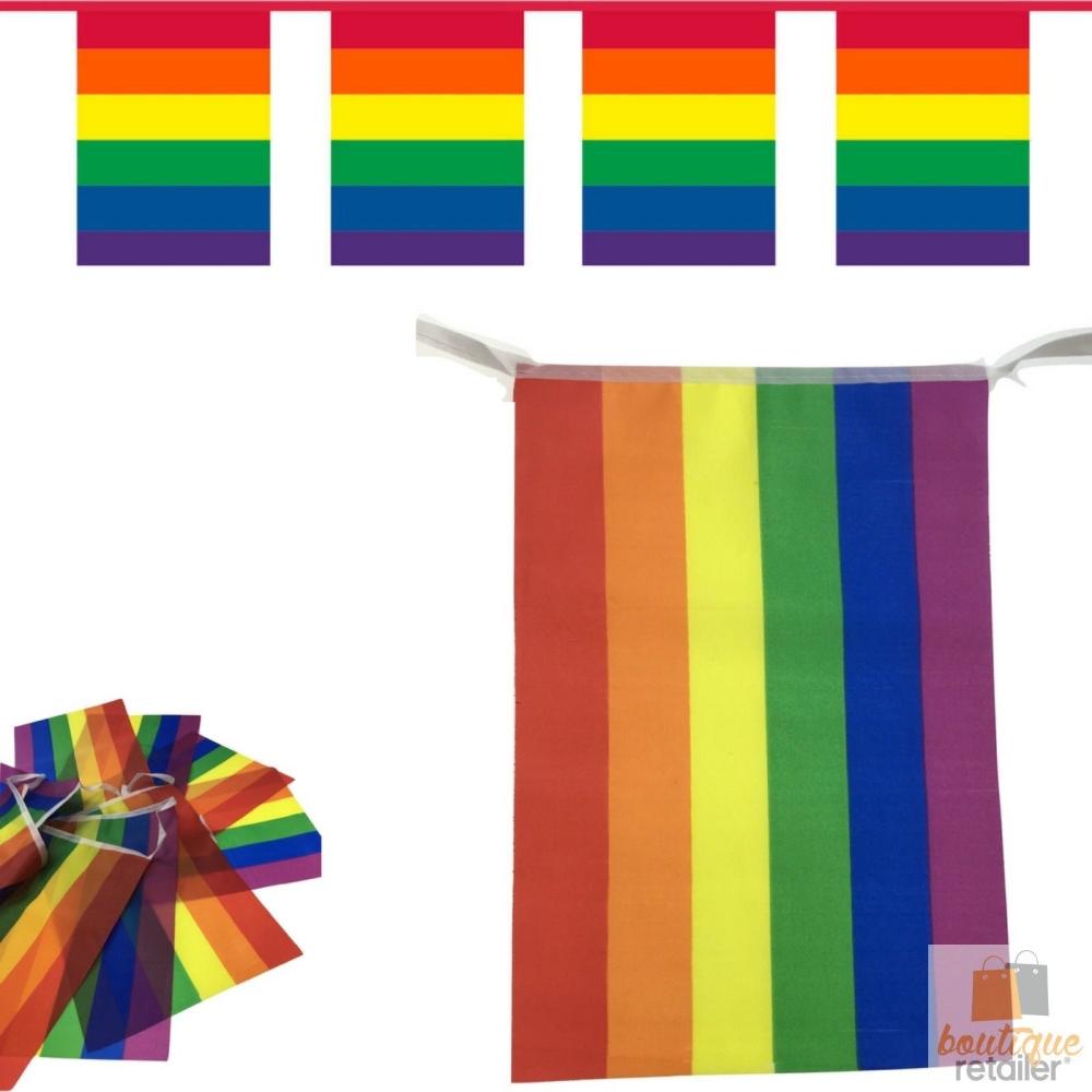 Br Costumes 3.6M Rainbow Bunting Flag Party Banner Birthday Market Stall Flags Decor Pride Banners Bunting & Garlands