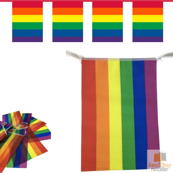 Br Costumes 3.6M Rainbow Bunting Flag Party Banner Birthday Market Stall Flags Decor Pride Banners Bunting & Garlands