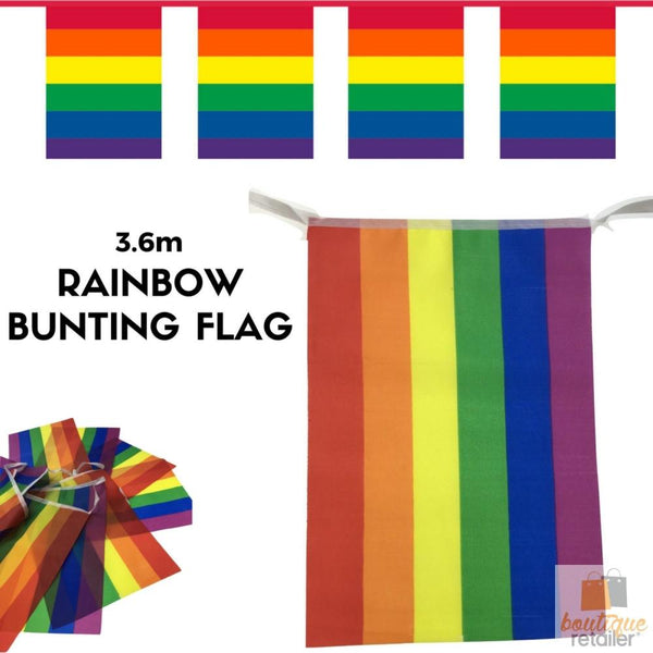 Br Costumes 3.6M Rainbow Bunting Flag Party Banner Birthday Market Stall Flags Decor Pride Banners Bunting & Garlands