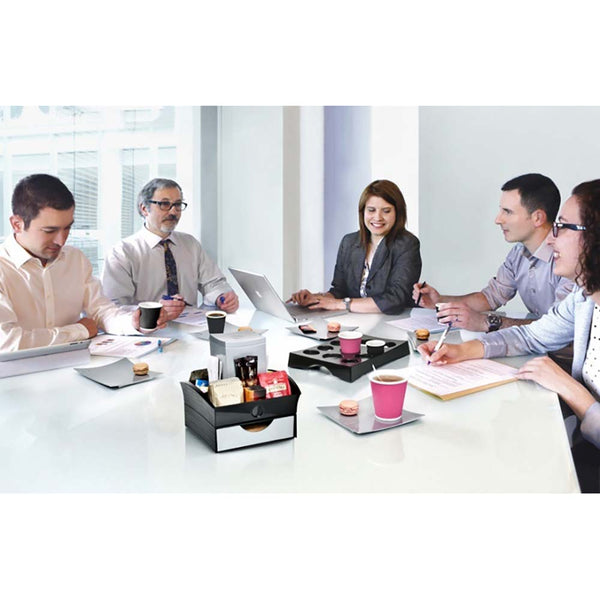 Cep Deluxe Tea Coffee Storage Home Office Organiser Distributor Tray Black Food Storage Containers