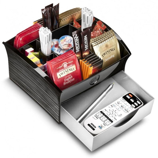 Cep Deluxe Tea Coffee Storage Home Office Organiser Distributor Tray Black Food Storage Containers